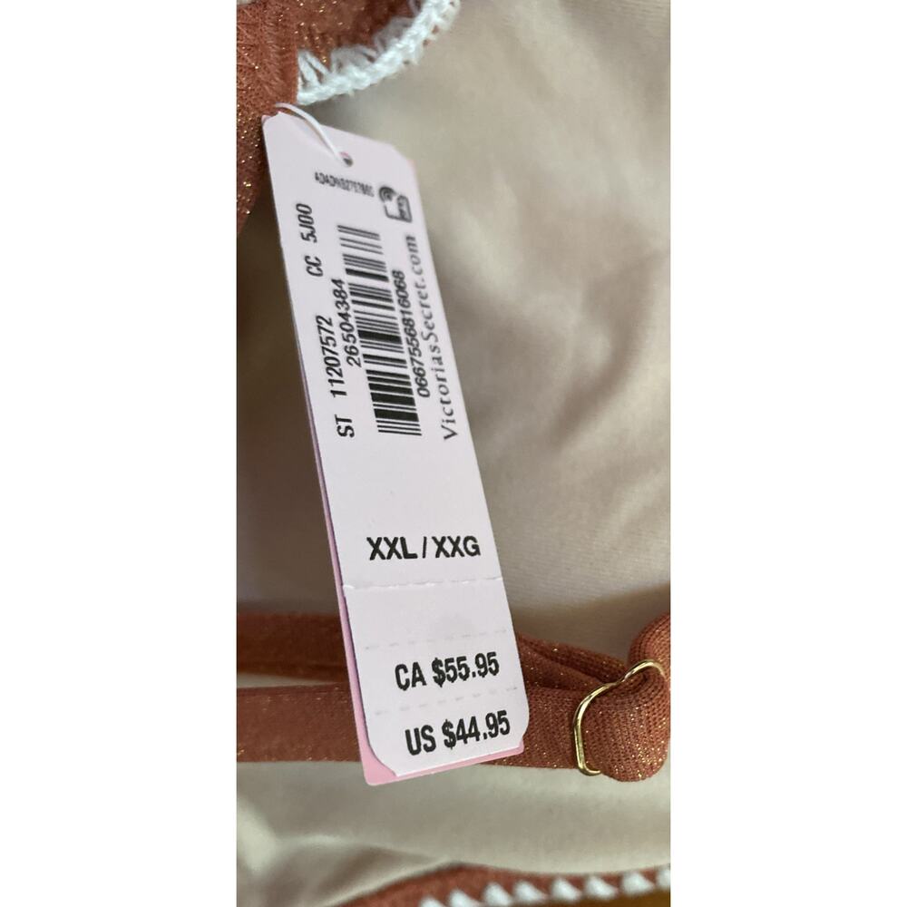 Victorias Secret Tan Shimmer Glitter Two Piece Swimsuit XXL Top M Bottom - Picture 5 of 11